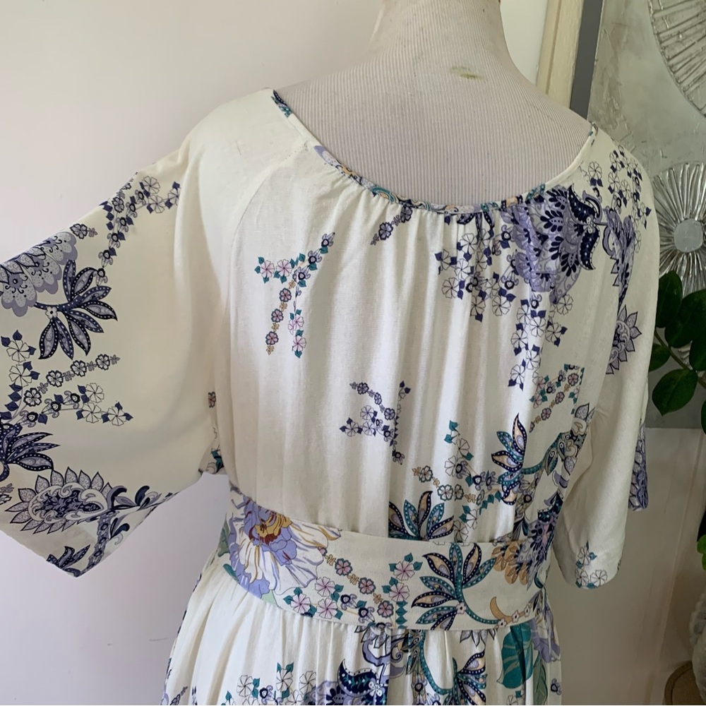 NWT Calypso St. Barth Linen blend  printed maxi belted dress size L - Picture 5 of 13